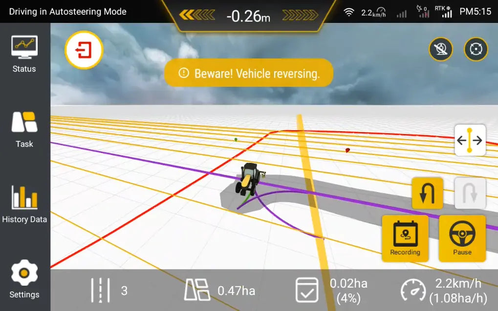 SUV navigation system interface with graphics and text on a screen